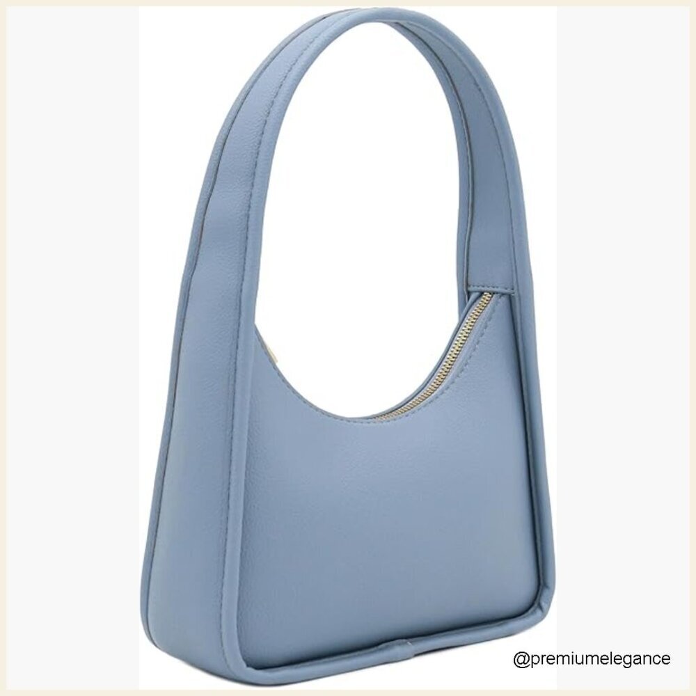 Small Faux Leather Shoulder Bag, Minimalist Baguette Purse with Top Handle